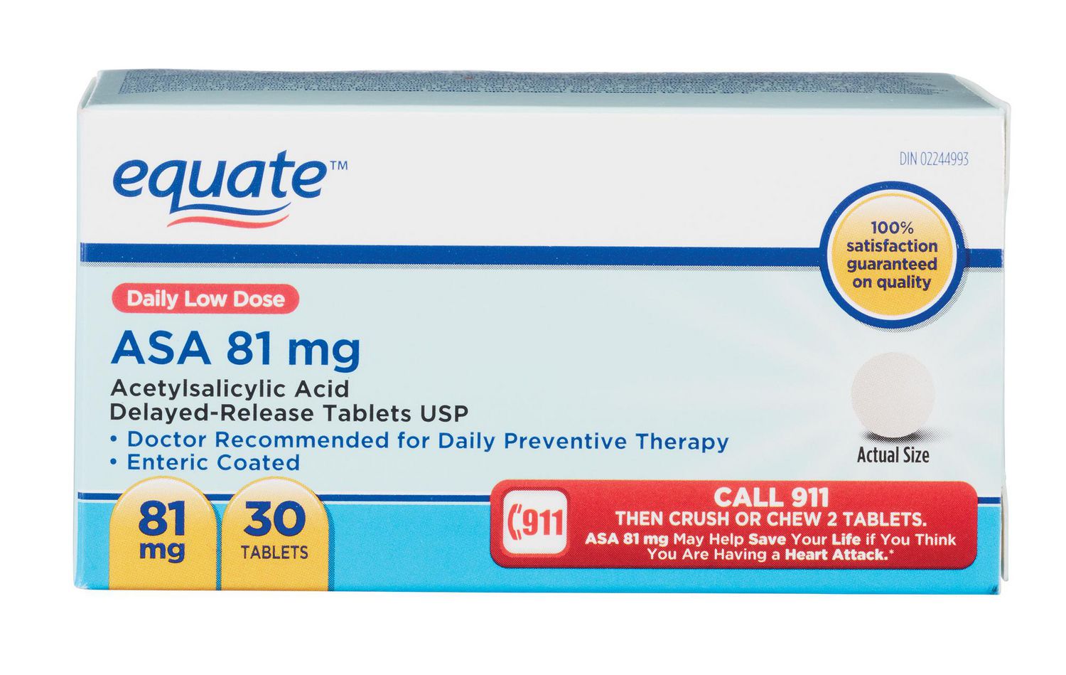 Equate Asa 81 mg Enteric Coated Tablets