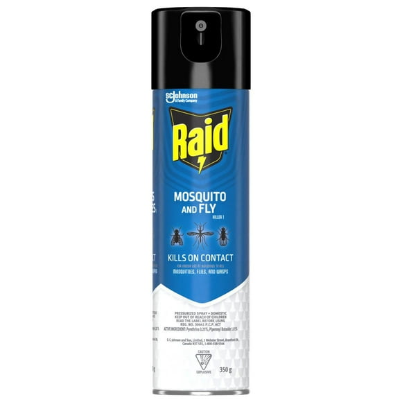 Raid Mosquito and Fly Insect Killer, Kills Listed Bugs on Contact, For Indoor and Outdoor Use, 350 g
