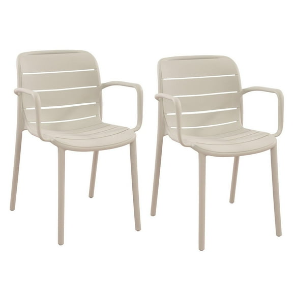 Patioflare Plus Collection Recycled Plastic Stacking Chairs 2PK, Cream