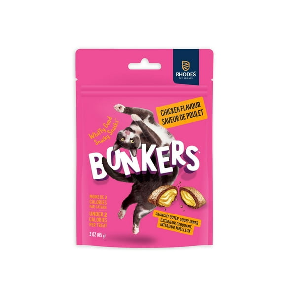 BONKERS Gâteries pour chat croquantes et moelleuses, saveur de poulet bon à s’en lécher les pattes, 3 OZ 85g