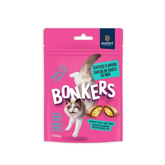 BONKERS Gâteries pour chat croquantes et moelleuses, saveur Friand de fruits de mer, 3 OZ 85g