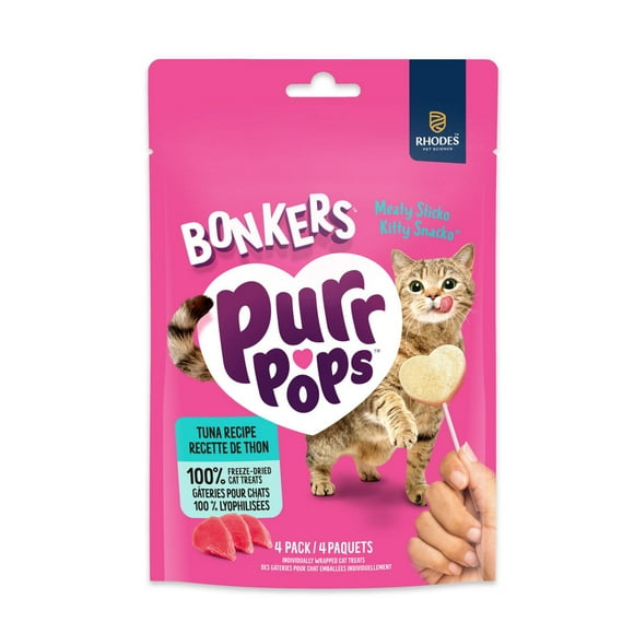 Gâteries pour chat sur bâton Purrpops BONKERS, saveur Thon favori, emballage de&nbsp;4 emballage de 4