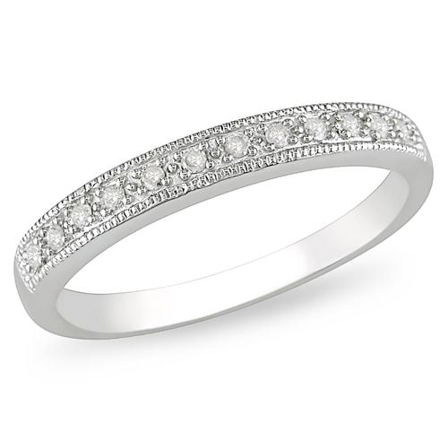 Miadora Bague de mariage avec 1/10 ct de diamants en or blanc 10 K (G-H, I2-I3)