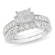 Miadora Ensemble de bague de mariage avec 1 CT de Diamants de Coupe Baguette en Or Blanc 14 K (G-H, I2-I3) – image 1 sur 3