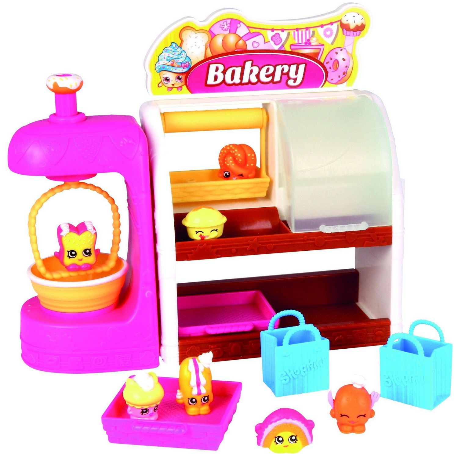 Shopkins Spin Mix Bakery Stand Playset Girl’s Toys with 8 Shopkins