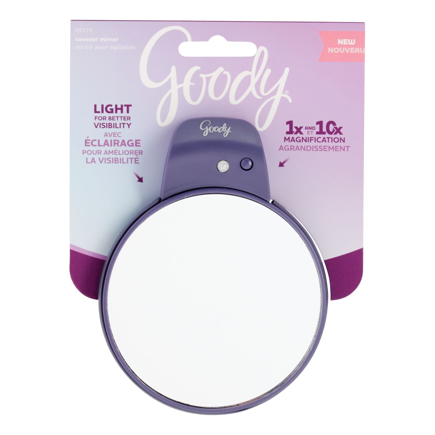 Goody Lighted Tweezing Mirror with Magnification Settings, 1 Ct