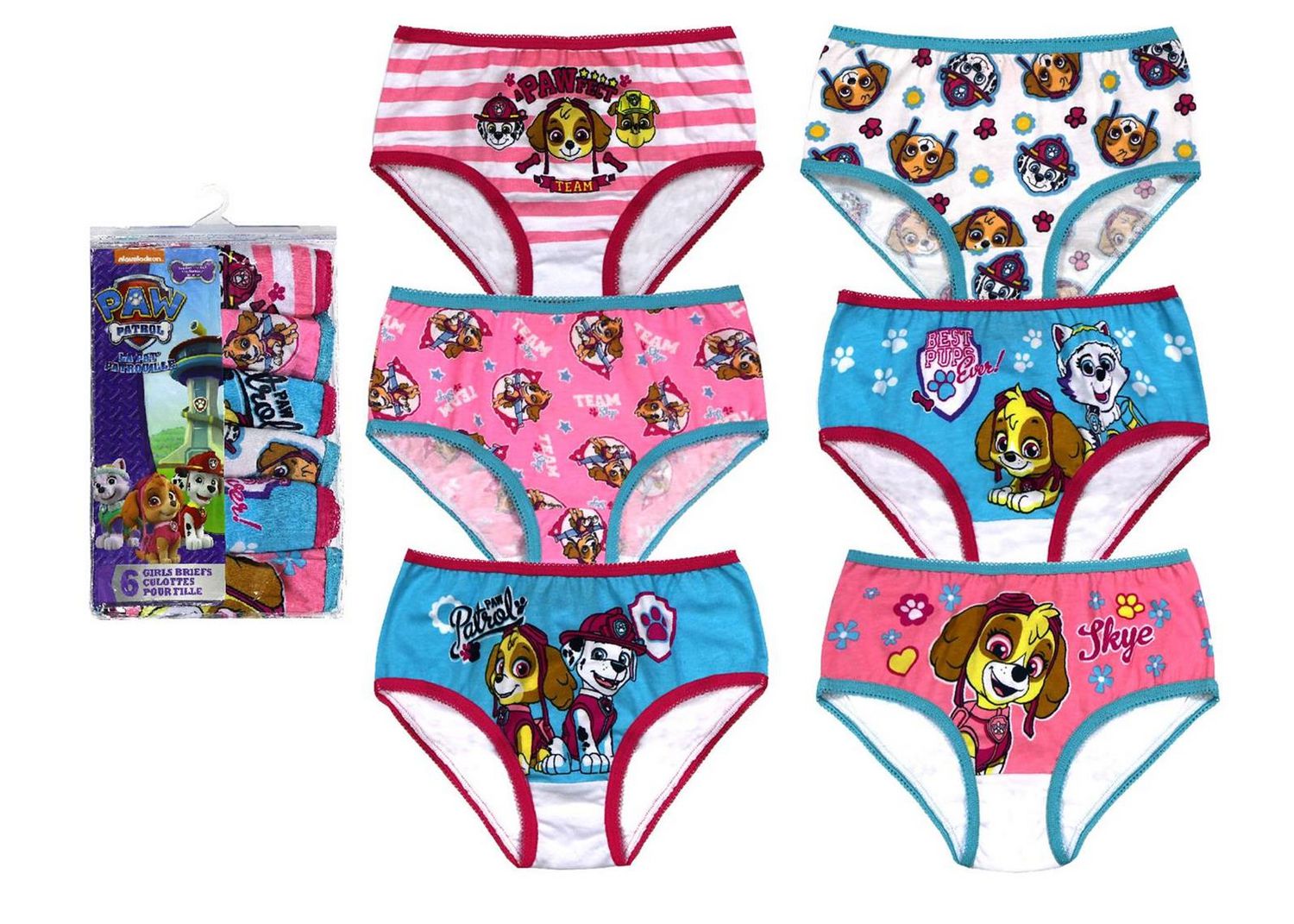 PAW Patrol Brief Underwear Six-Pack for Girls