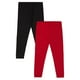 Paq. de 2 leggings à bordure à dentelle George British Design, noir et rouge pour filles – image 2 sur 3