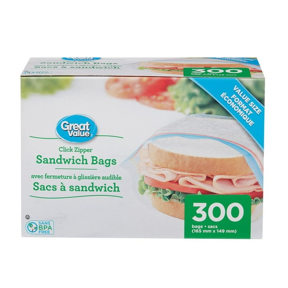 Great Value Sandwich Bags - 300 Ct, 165 mm x 149 mm