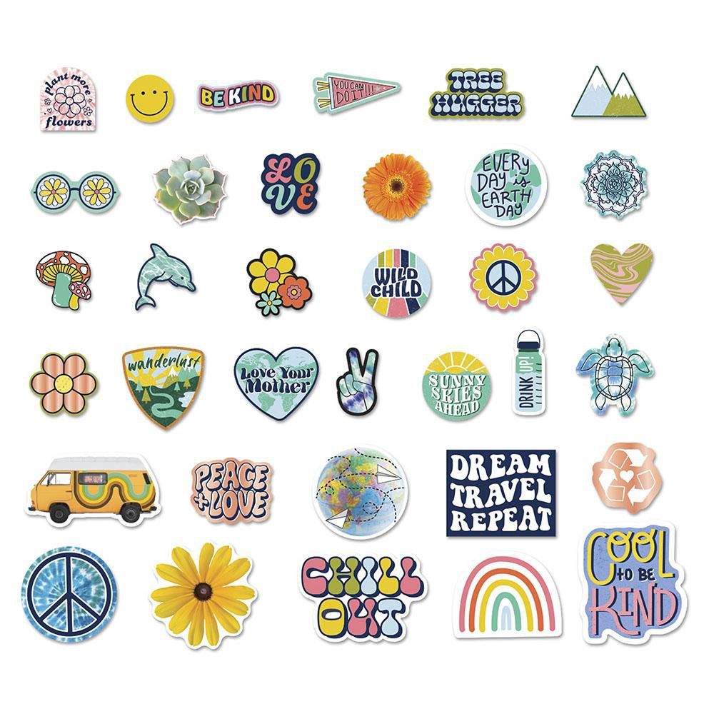 50 Pcs Pastel Tie Dye Stickers for Kids, Water Bottle Stickers