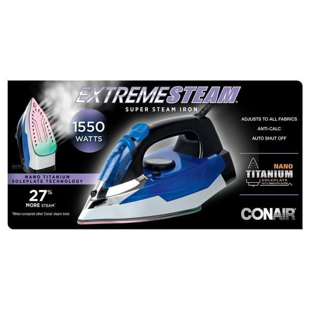 Conair Extreme Steam 1550W Super Steam Fabric Iron, Nano Titanium  Soleplate, Model GI100