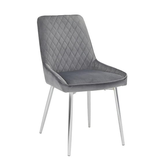 Home Gear Set of 2 Silver Frame Diamond Stitched Back Dining Chair