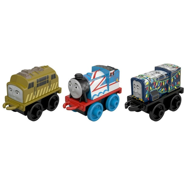 Emballage D de 3 locomotives miniatures Thomas et ses amis de Fisher-Price -  Racing Gordon, D10, et Winter Sidney