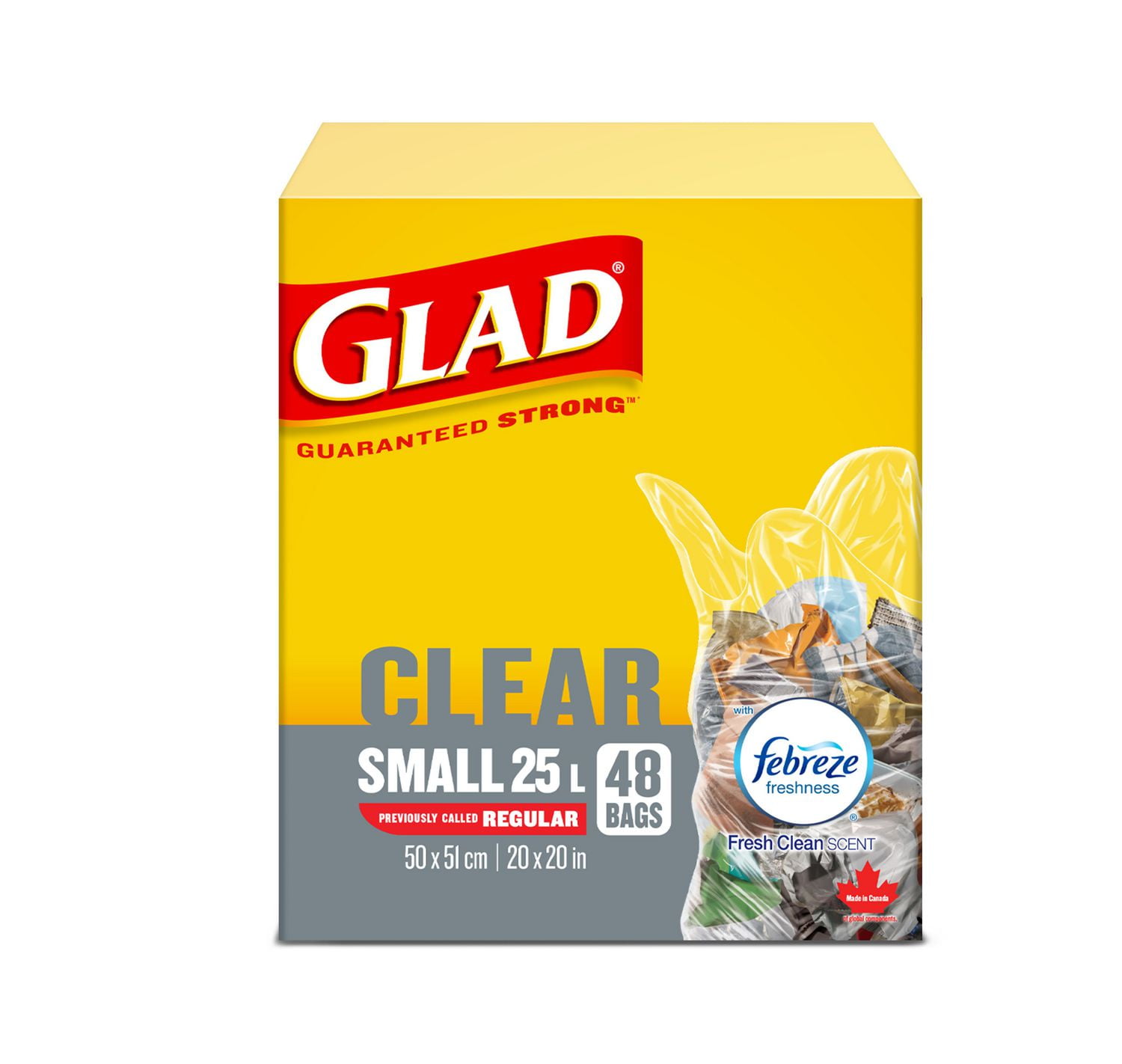 Glad Clear Garbage Bags Small 25 Litres Febreze Fresh Clean Scent
