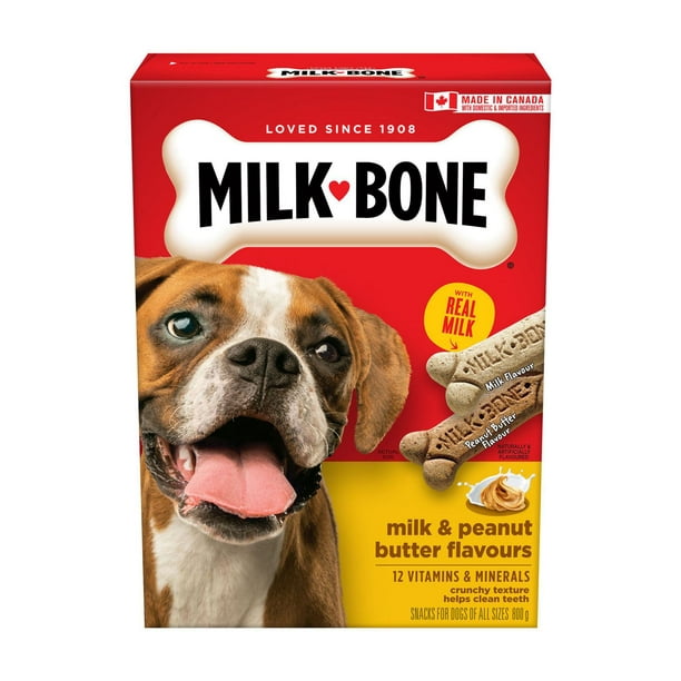 Milk-Bone gâteries pour chiens Goûters beurre d’arachide et lait 800g