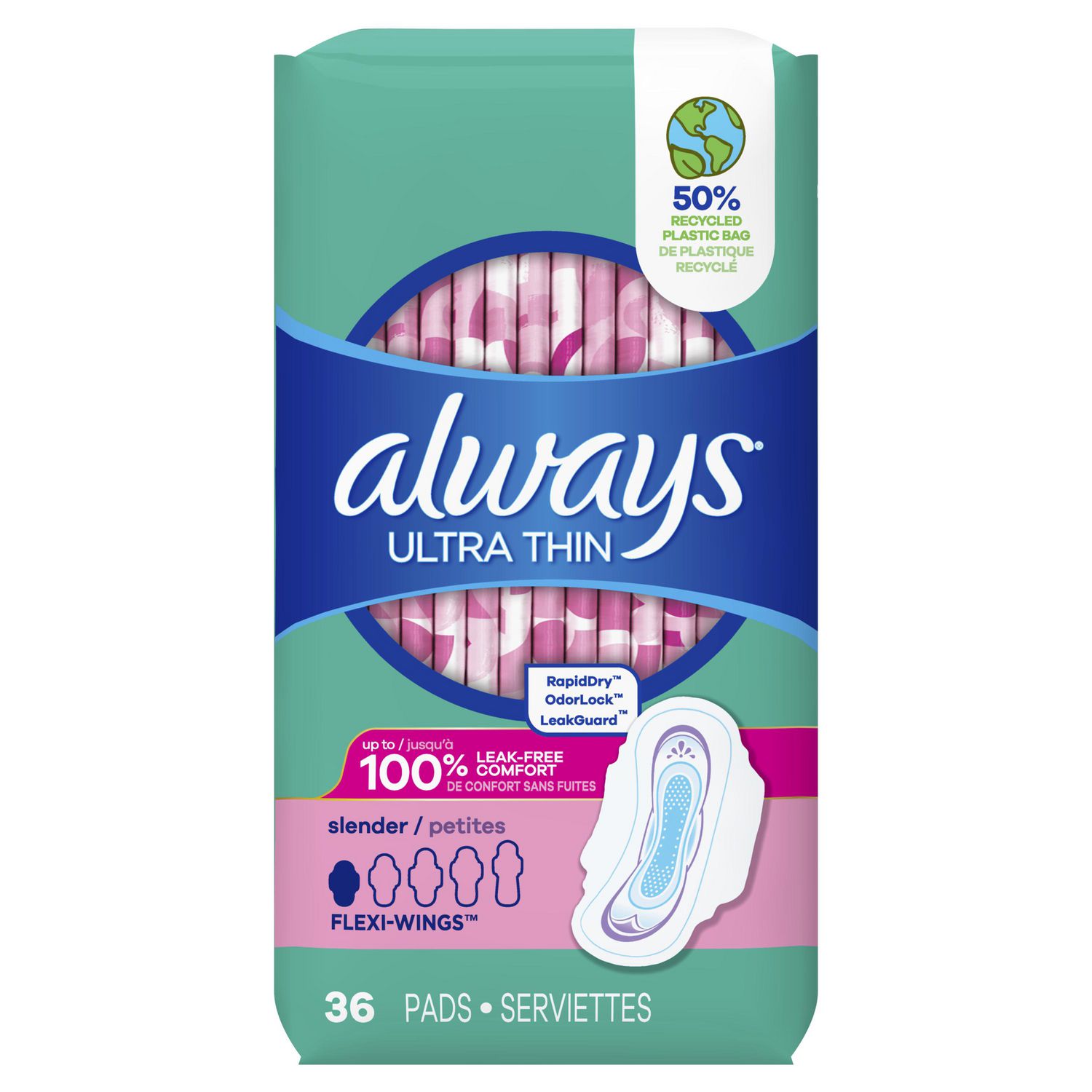 Always Ultra Thin Daytime Pads with Wings, Slender, Unscented, 36 Pads 