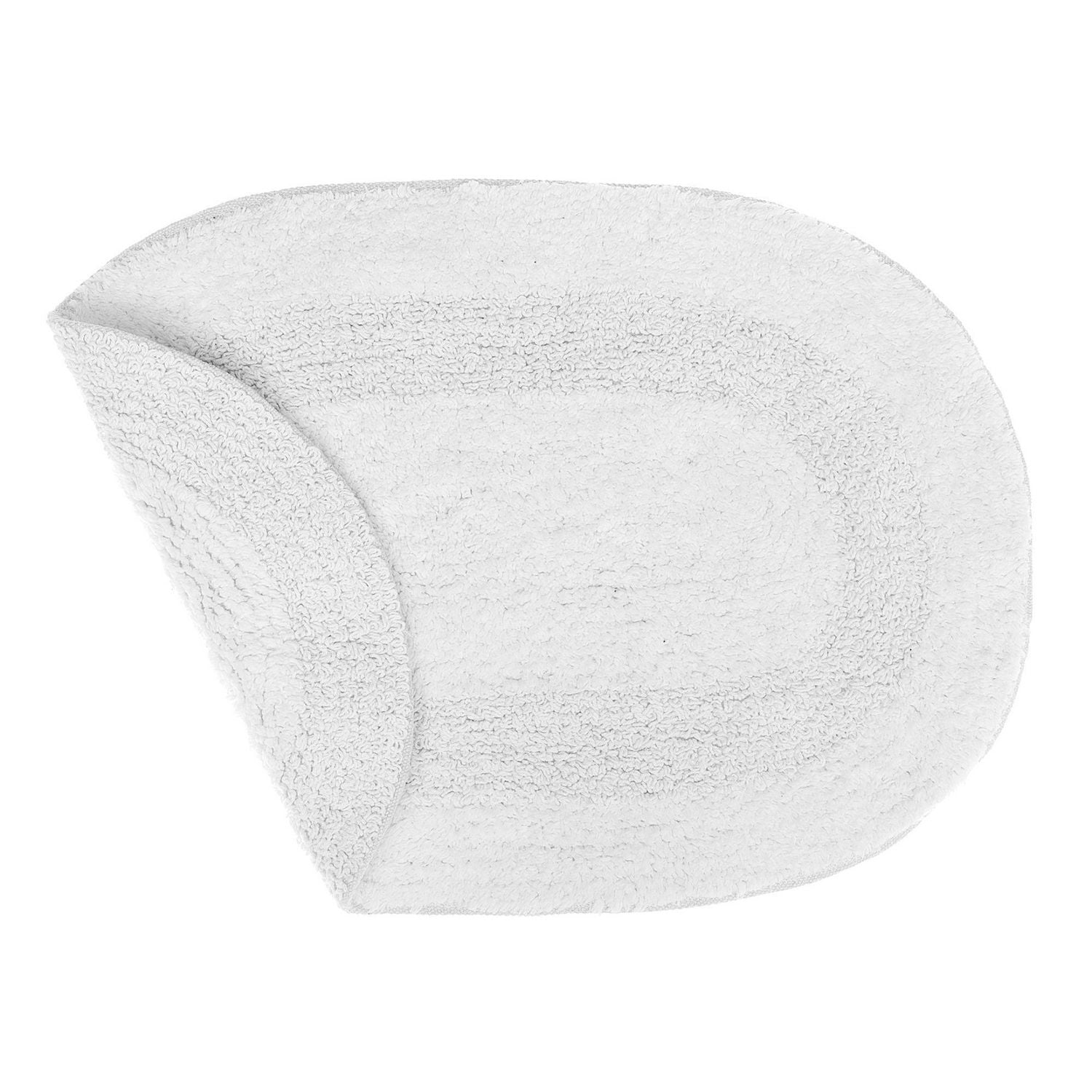 Reversible Cotton Oval Solid Color Bath Mat (16 X 24) (White) Set of