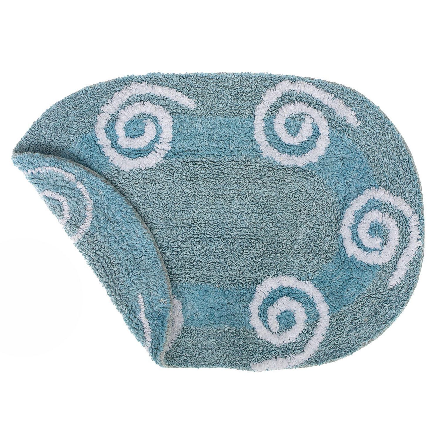 Reversible Cotton Swirly Oval Bath Mat (16 X 24) (Blue) Set of 2