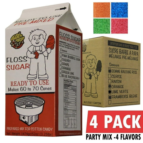 Party Mix case of 4 Flavor Cotton Candy floss sugar Party Mix