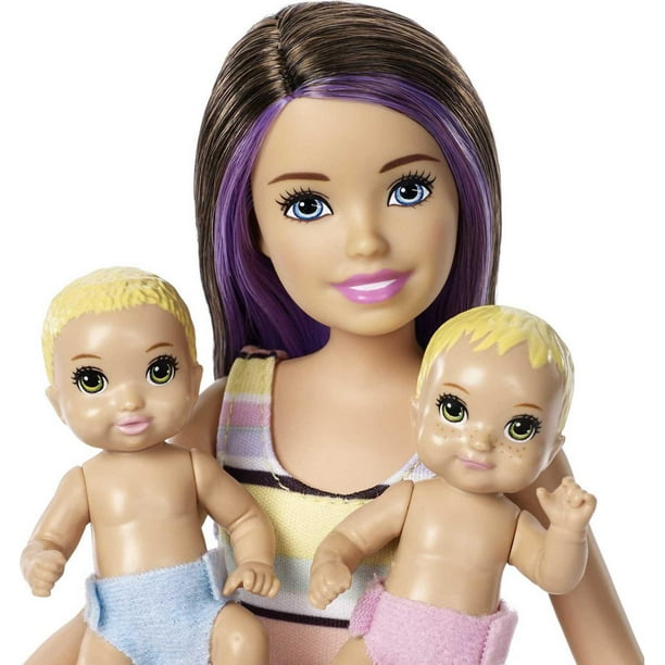 Barbie Babysitters Inc. Skipper Poupée et coffret de jeu Poussette et bébé  avec biberon bleu 