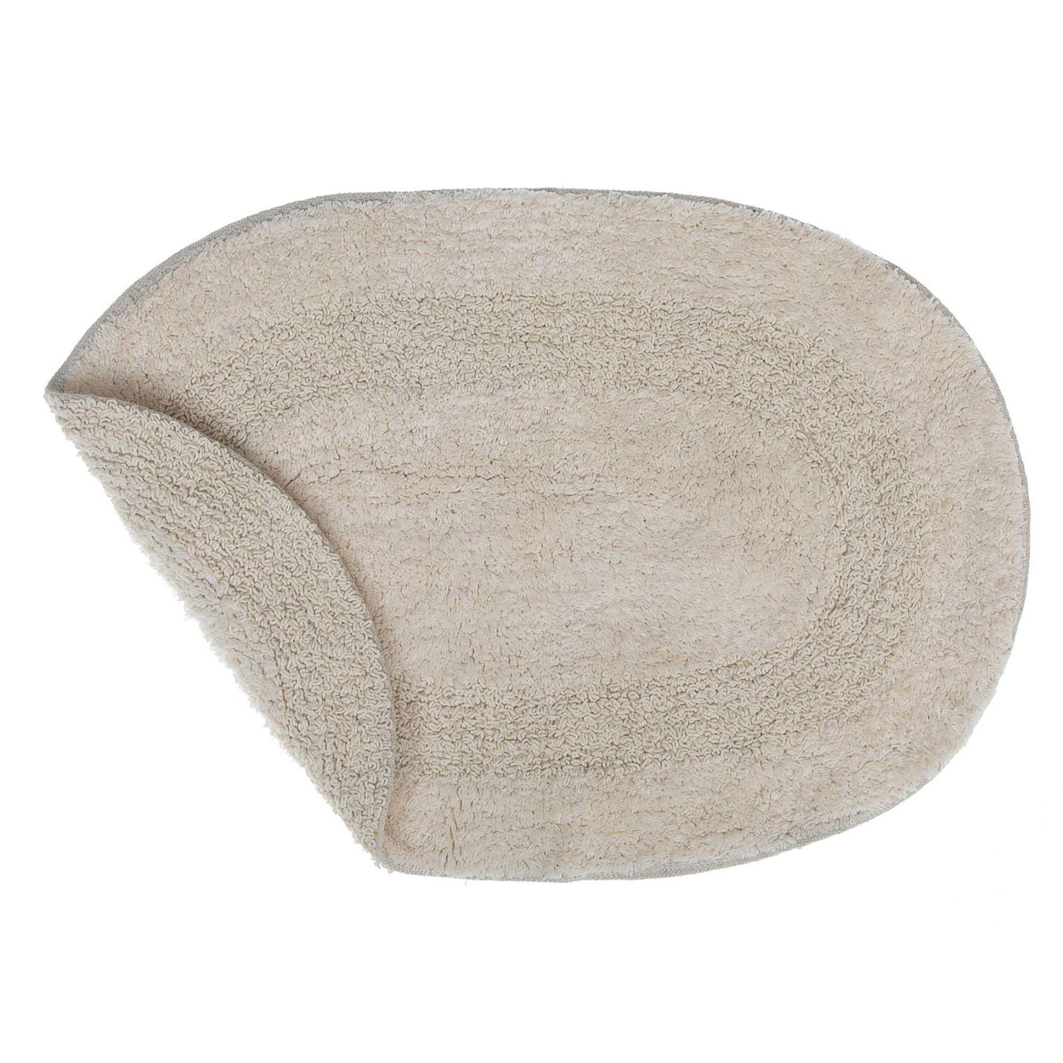Reversible Cotton Oval Solid Color Bath Mat (16 X 24) (Ivory) Set of