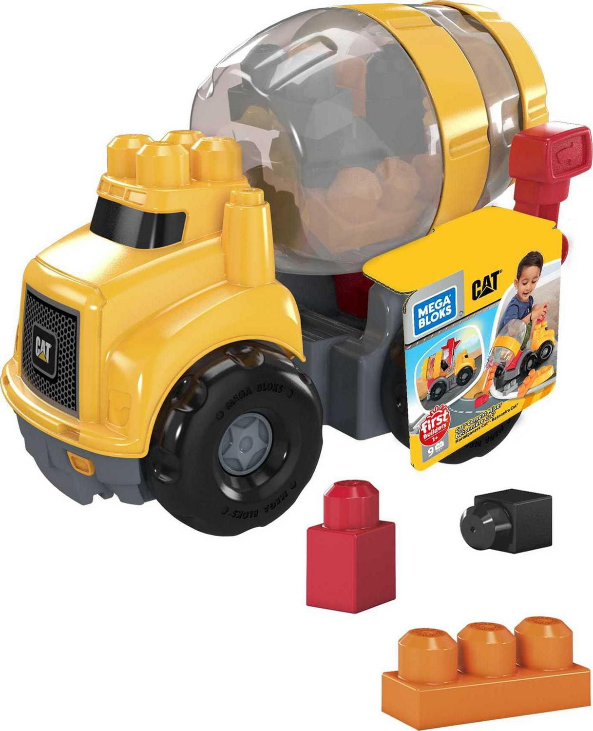 Mega Bloks CAT Cement Mixer with Big Building Blocks 9 Pieces