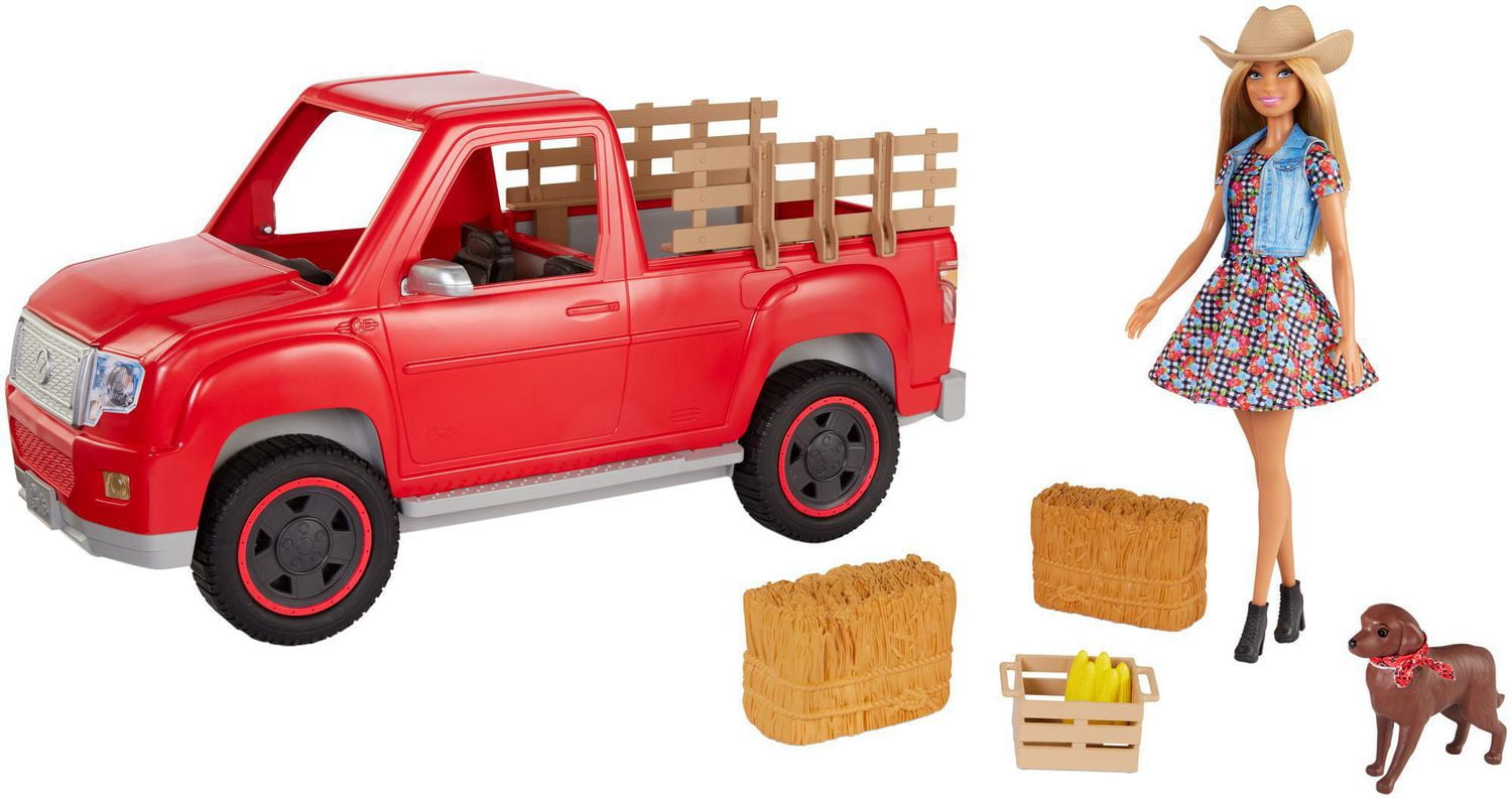 Barbie sweet orchard farm doll sales & pickup truck with accessories