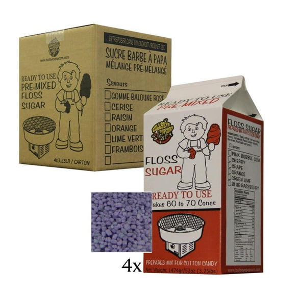 Box of 4 X 3.25 lbs Grape Cotton Candy Floss Sugar