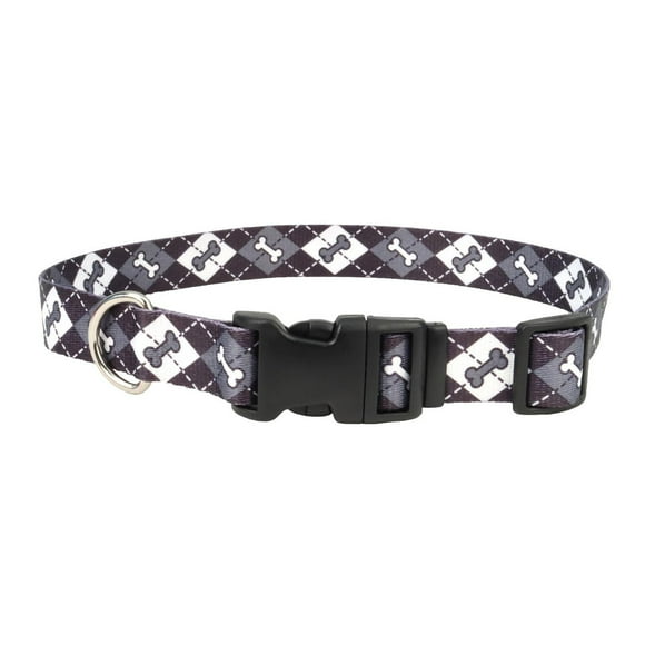 Pet Attire By Coastal Adjustable Black Bones Dog Collar, 3/8" x 8"-12" 3/8" x 8"-12"