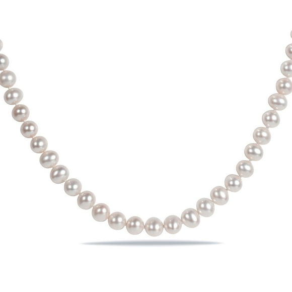 Miabella 7-7.5mm Cultured Freshwater Pearl Sterling Silver Necklace. 16"