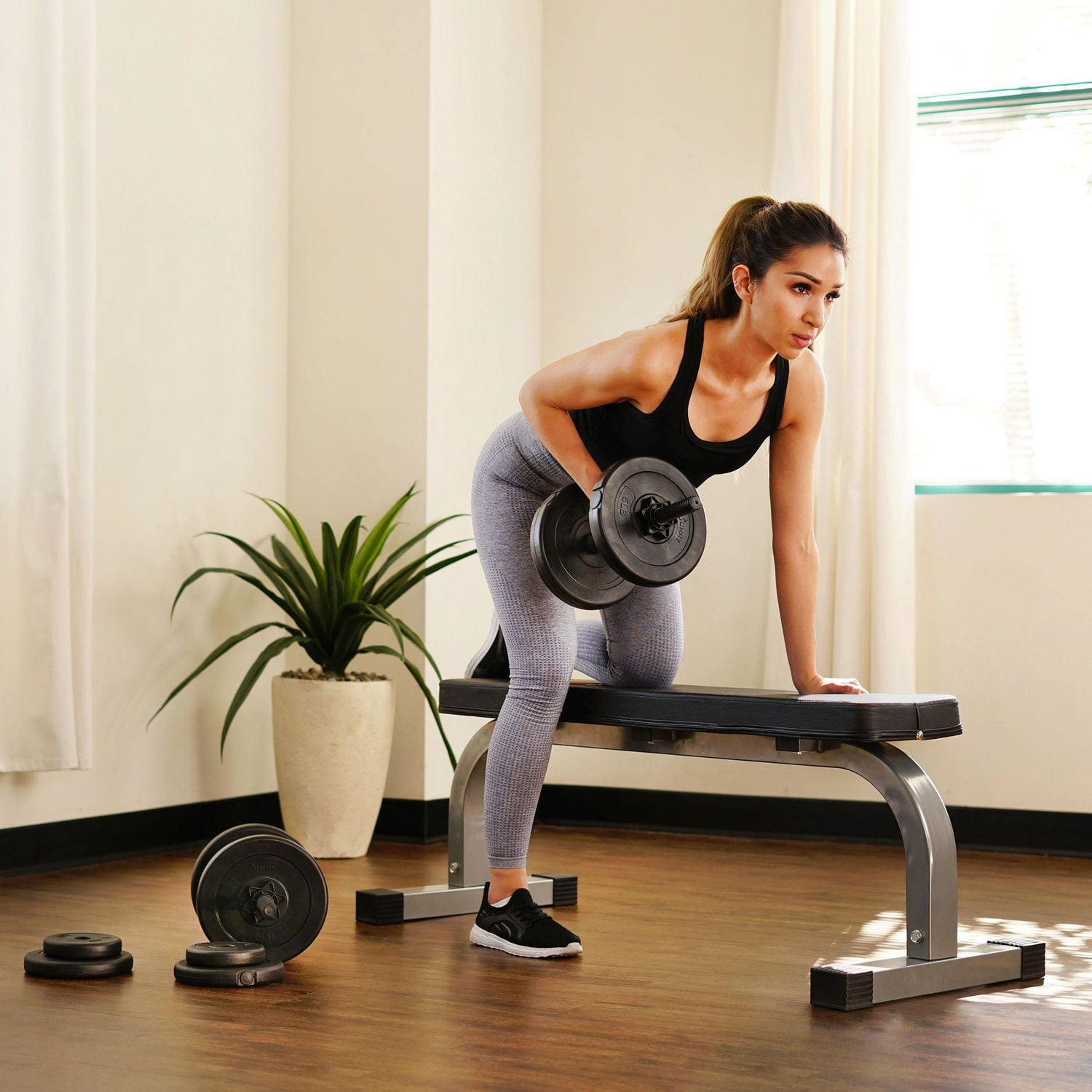 Sunny Health Fitness 40 Lb 18 kg Vinyl Dumbbell Set Walmart