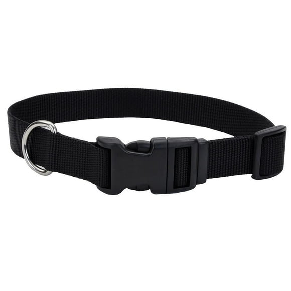 Pet Attire By Coastal Adjustable Dog Collar with Plastic Buckle, Black, 5/8" x 12" - 18" 5/8" x 12" - 18"