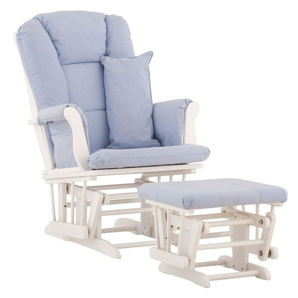 Chaise berçante coulissante avec pouf et coussin lombaireTuscany de Storkcraft, Blanc (Choisissez votre coussin)