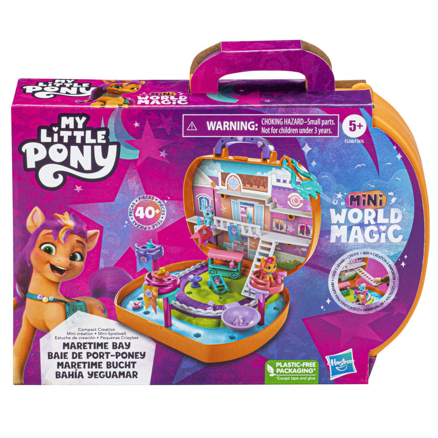 My Little Pony Mini World Magic Compact Creation Maretime Bay Toy -  Portable Playset with Sunny Starscout Pony, Ages 5 and up 