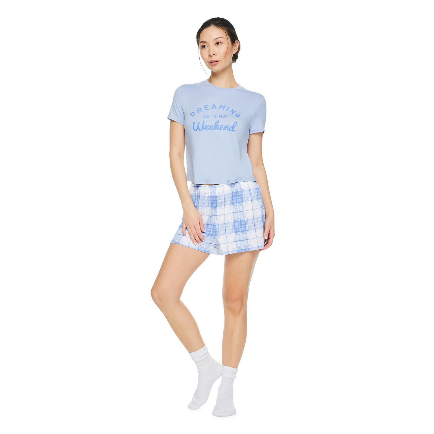 No Boundaries Women's Sleep Short 2-Piece Set