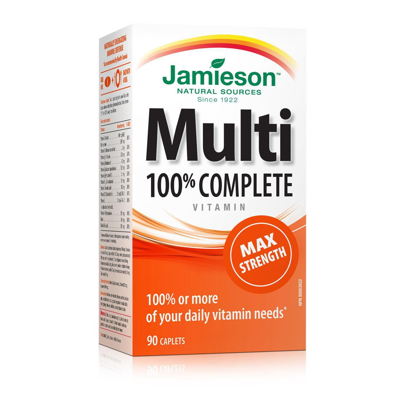 Jamieson Laboratories Jamieson 100% Complete Multivitamin for Adults Max Strength Caplets