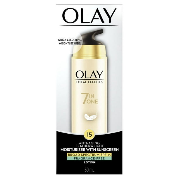 Hydratant poids plume pour le visage Total Effects de Olay non parfumé avec écran solaire 50 ml