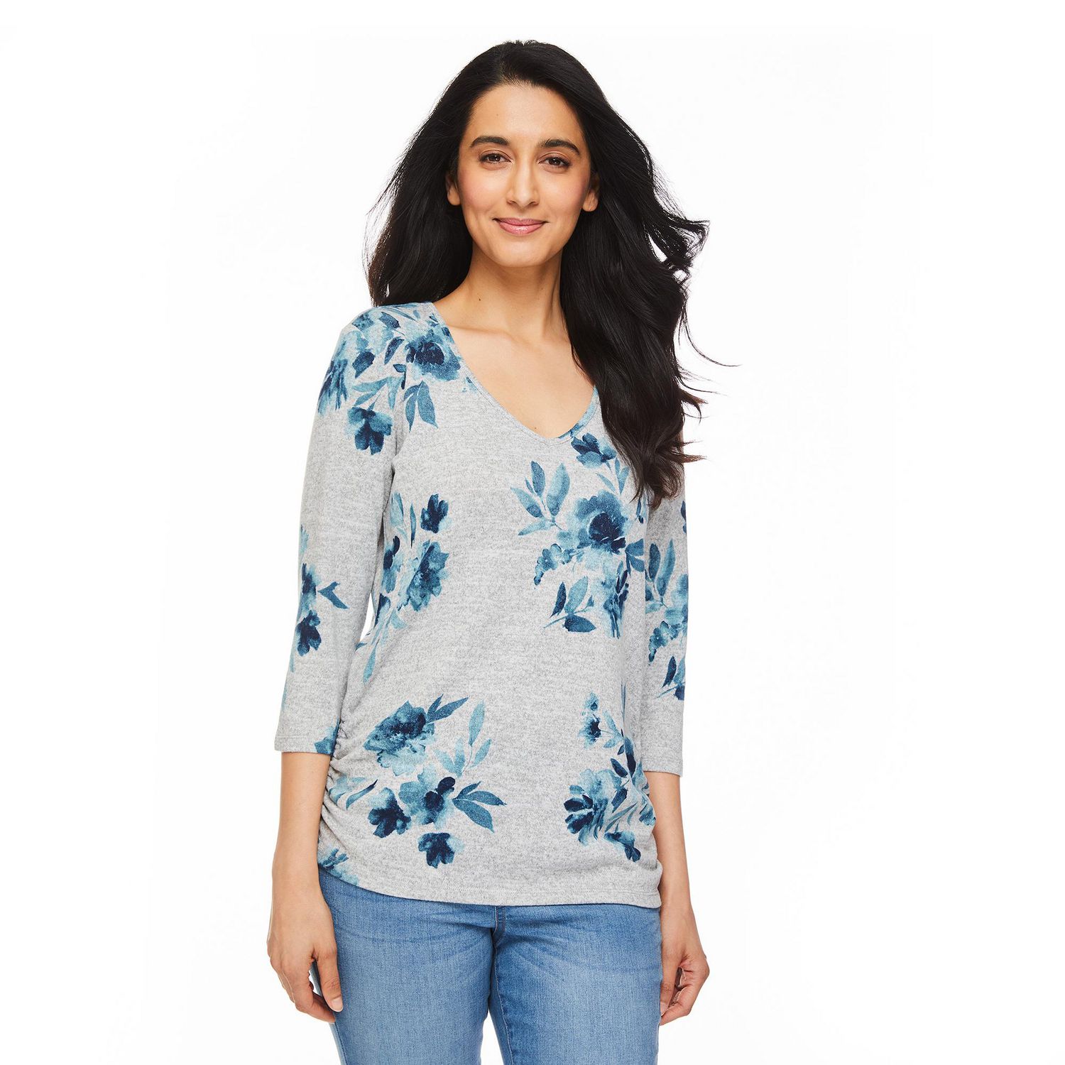 Penmans Women's Side Ruched V-Neckline Top