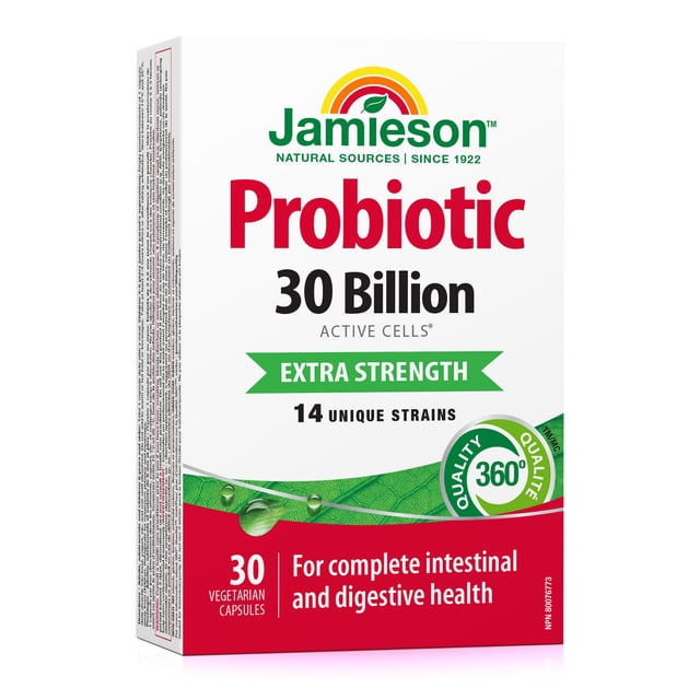 Jamieson Probiotic Capsules, 30 Billion CFU, Extra Strength, Vegetarian, 30 Count