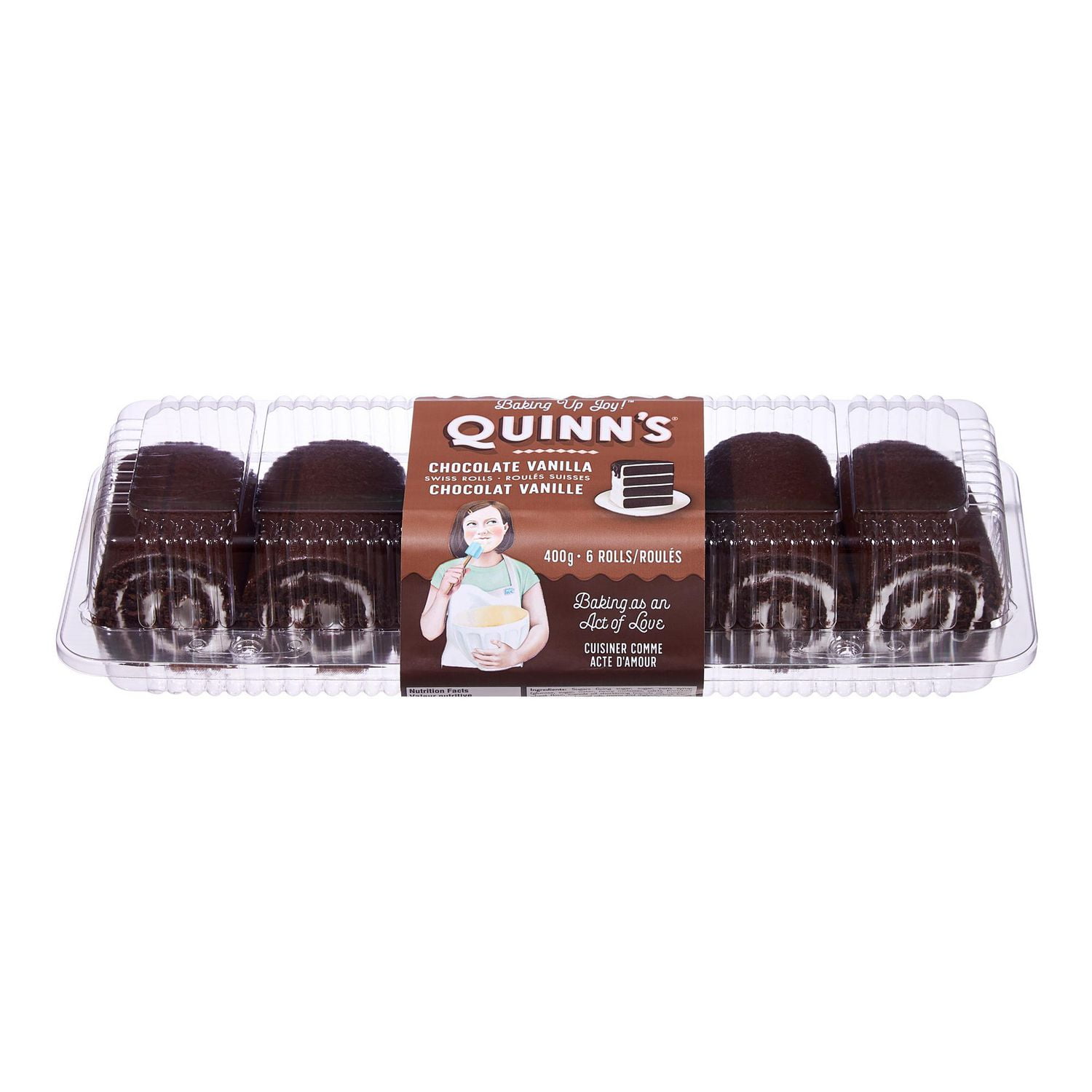 Quinn’s Chocolate Vanilla Swiss Rolls, 6 pieces, 400 g