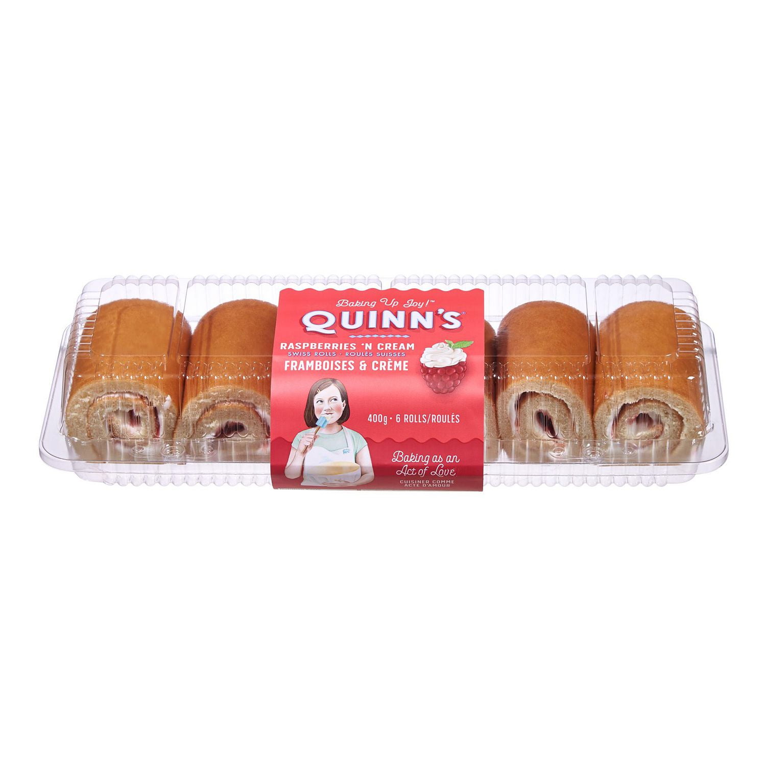Quinn’s Raspberries ‘N Cream Swiss Rolls, 6 pieces, 400 g