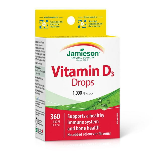 Jamieson Gouttelettes de Vitamine D3 1 000 UI 11,4 ml, 360 goutelettes
