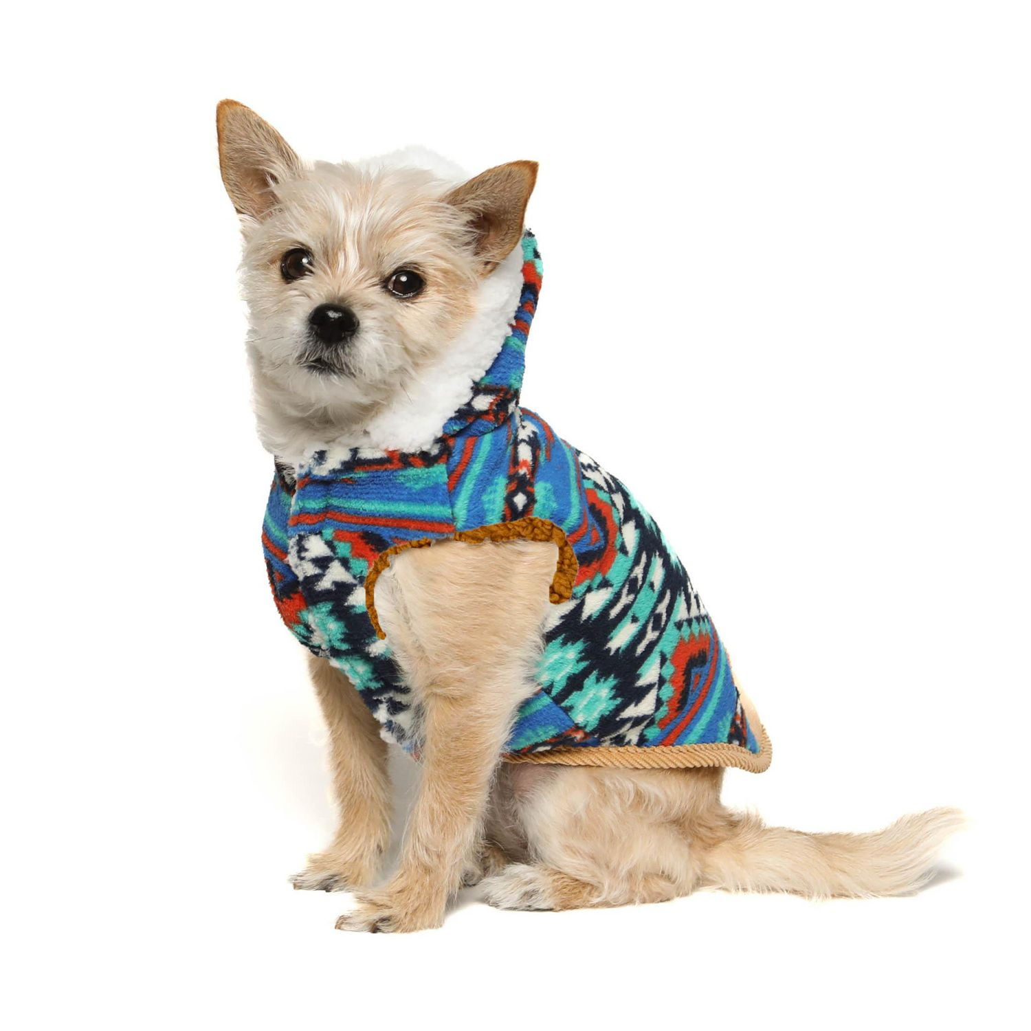 Vibrant Life Dog Clothes Blueprint Fleece Hooded Jacket with