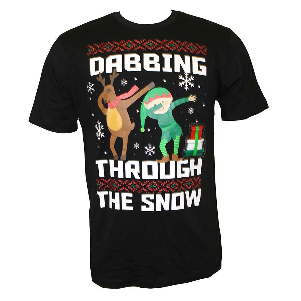 Dabbing Through the Snow Mens Light up Holiday Tee