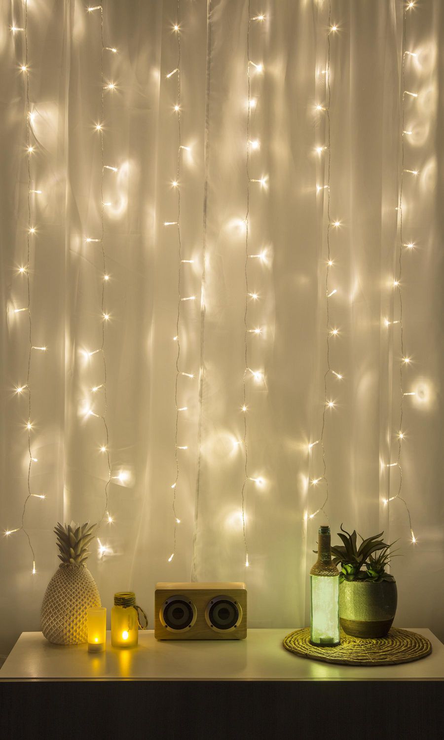 Lumières de Rideau Merkury Éclairage LED en Cascade Blanc Chaud Blanc  chaude rideau lumineux 