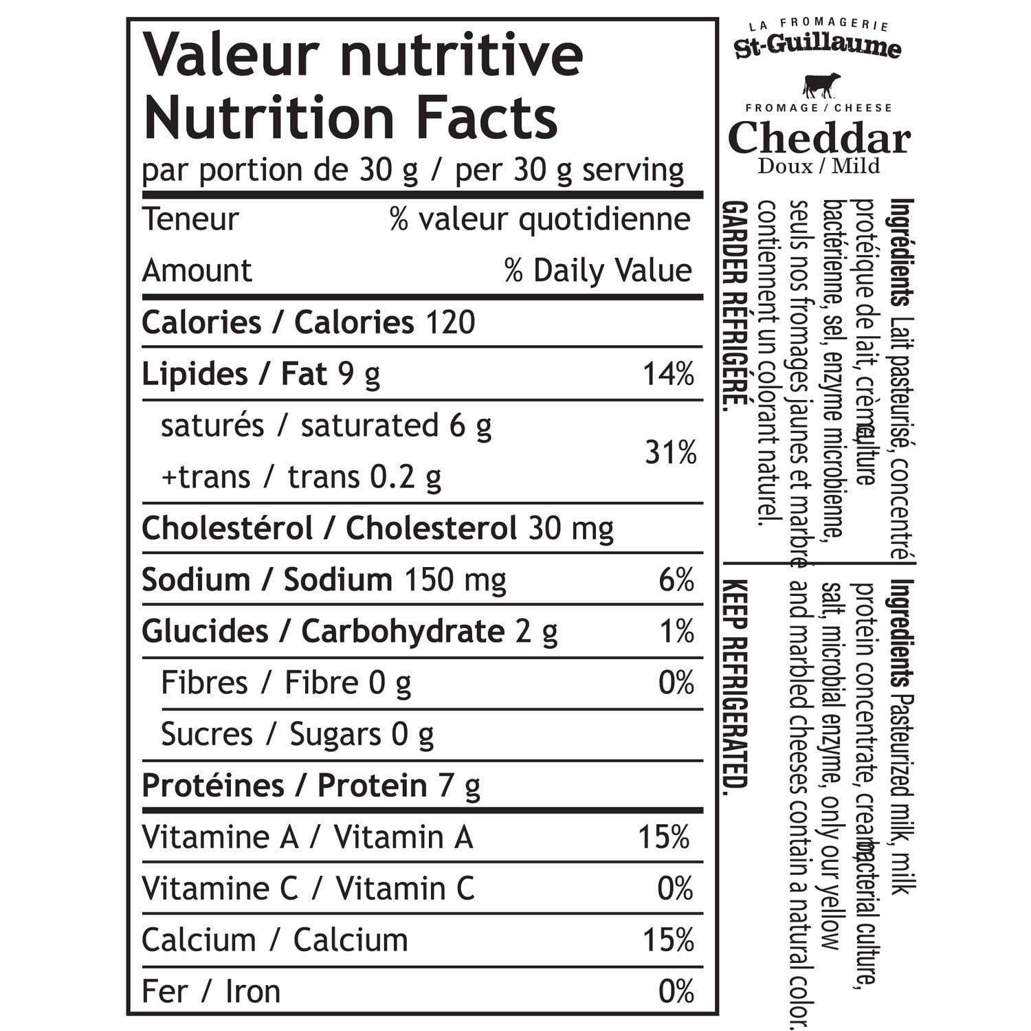 Trio de cheddar doux Fromagerie St-Guillaume à 31 % M.G. en paq. familial 1,15 kg