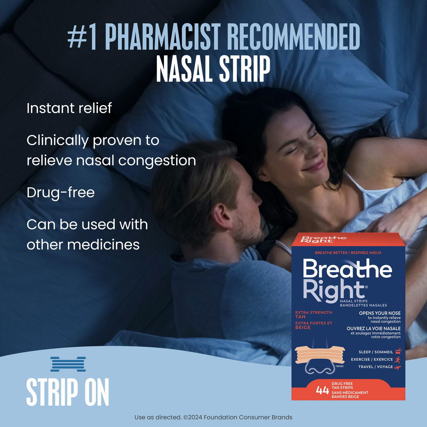 Breathe Right Nasal Strips Extra Strength Tan
