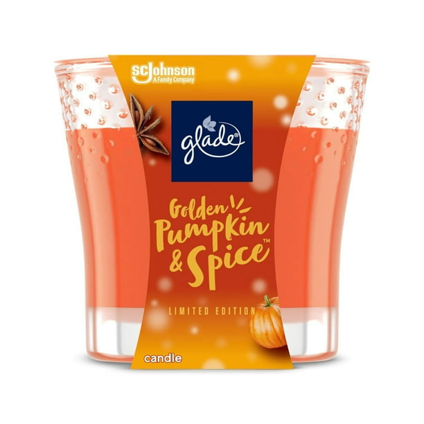 Glade® Scented Candle Air Freshener, Golden Pumpkin and Spice, 1Wick