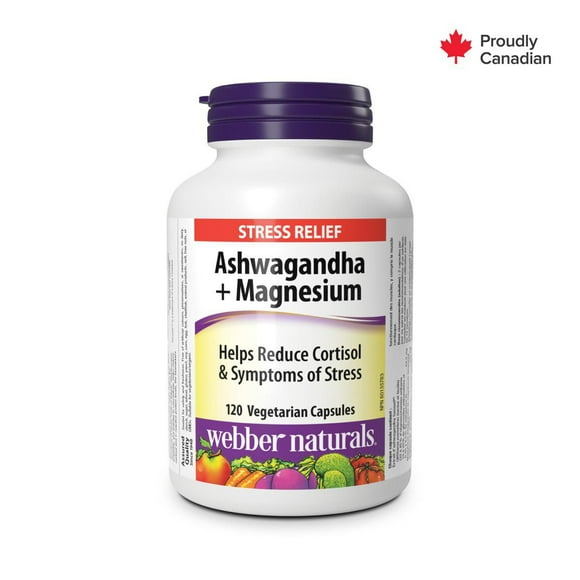 Webber Naturals Ashwagandha + Magnesium, 120 Vegetarian Capsules