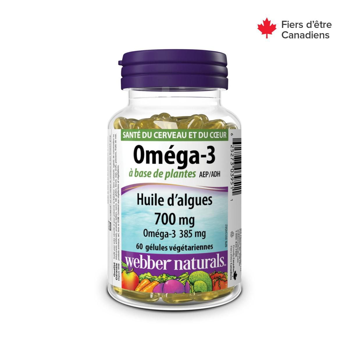 Oméga-3 à base de plantes Huile d’algues 700 mg